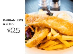 Barramundi* and chips in special menu