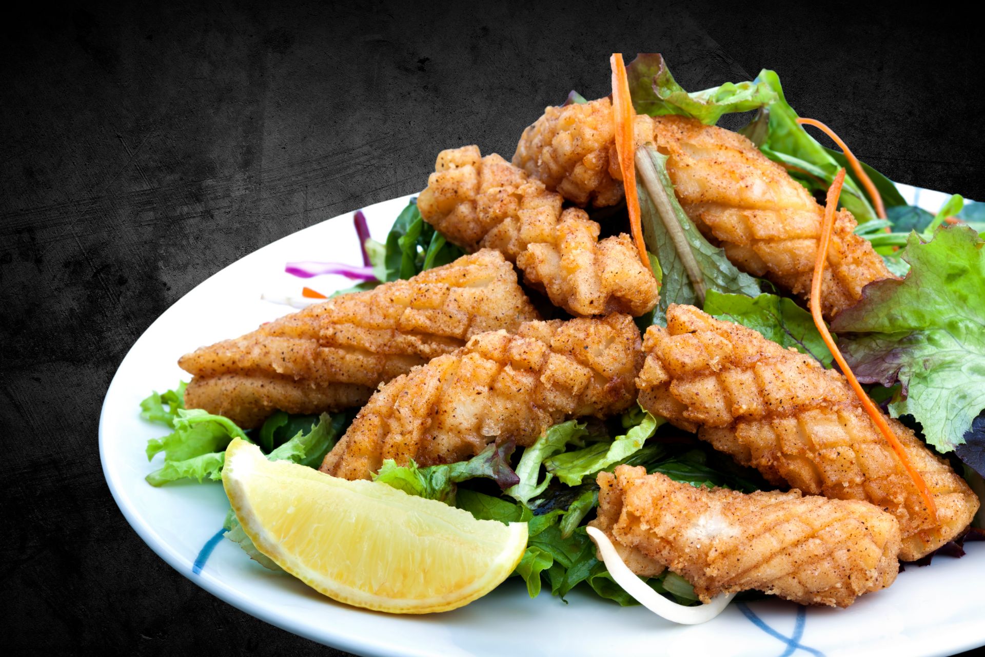 Salt & pepper squid salad (N) (D) Salt & pepper squid salad (N) (D)